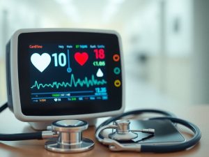 Monitor cardiac și smartphone în mediu spitalicesc.